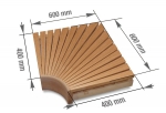 Modular elements for sauna bench CORNER MODULE, ALDER, 400x400mm