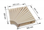 Modular elements for sauna bench CORNER MODULE, ASPEN, 600x600mm