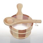 Sauna buckets, pails, basins SAUFLEX 4L WOODEN BUCKETAND 36CM LADLE, PINE / CEDAR