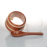 Sauna bucket and ladle sets SAUFLEX 4L WOODEN BUCKET AND 36CM LADLE, CEDAR