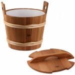 Sauna buckets, pails, basins SAWO WOODEN BUCKET WITH LID, CEDAR, 28L