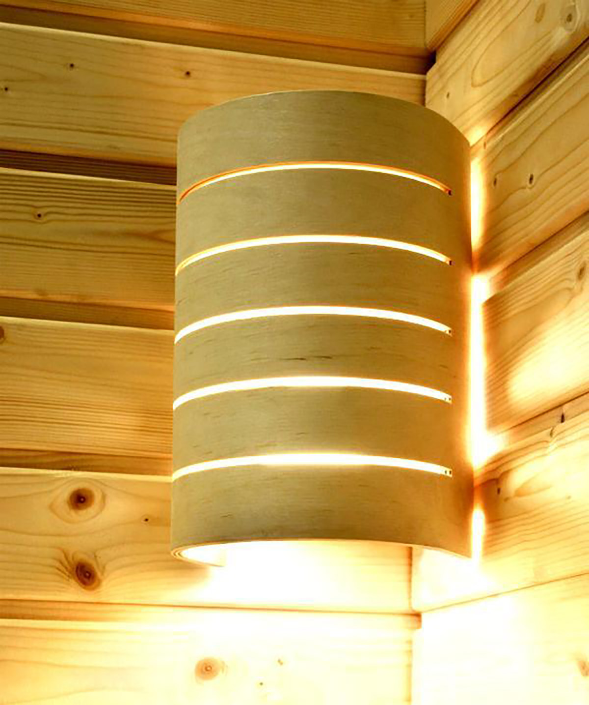 Raita Sauna Licht Lampenschirm aus Holz und Lampe E27 40W Kit Hergestellt in Finnland Skandinavisches Design