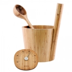 Sauna accessories sets RENTO HEAT-TREATED BAMBOO BUCKET, LADLE AND THERMOMETER SET RENTO HEAT-TREATED BAMBOO SET