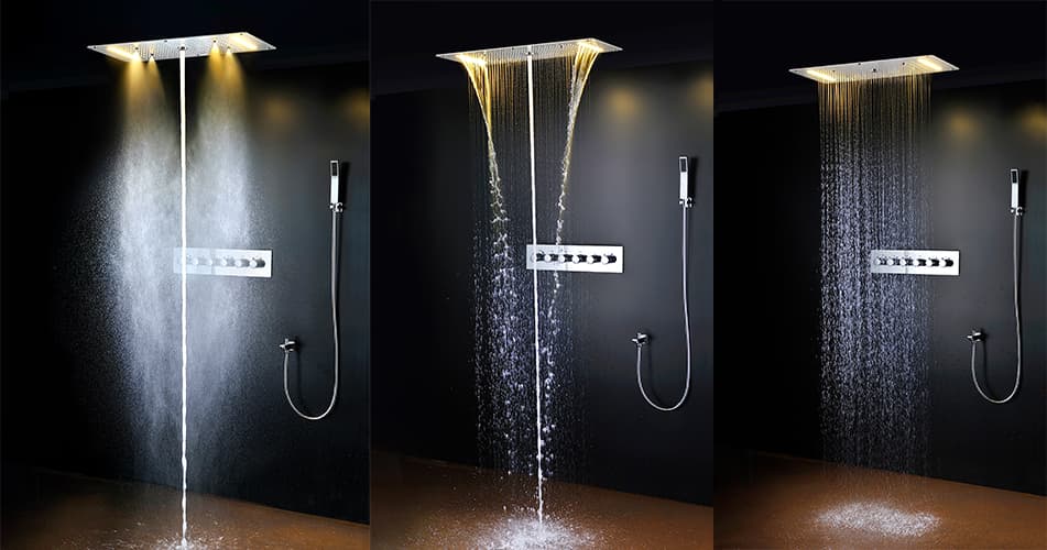 TOLO LED SYSTÈME DE DOUCHE PLUIE 380x700 INVERSEUR À SIX POIGNÉES,  inverseur à six poignées 